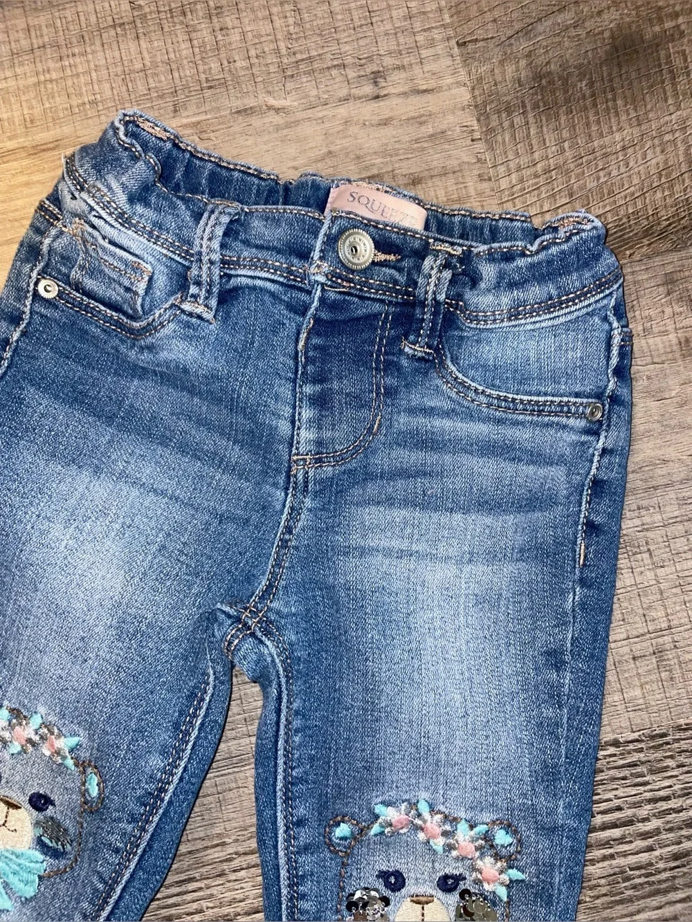 Carter's Girls 2T Flare Jeans Squeeze 3T Jeans Floral Bears Toddler 2 Pair